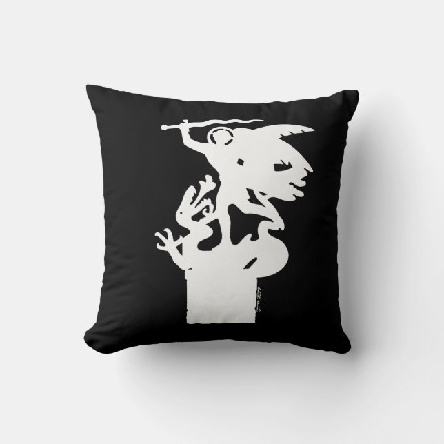 Saint Michael und Dragon (in Weiß) Kissen (Vorderseite)