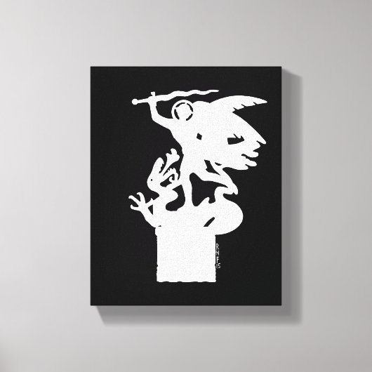 Saint Michael und Dragon (in Weiß) Leinwanddruck (Vorderseite)