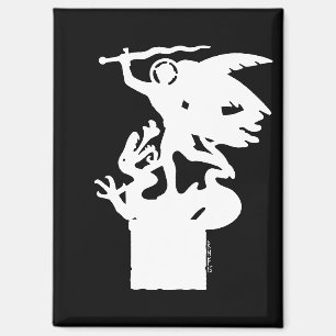 Saint Michael und Dragon (in Weiß) Magnet