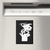 Saint Michael und Dragon (in Weiß) Magnet (In Situ (Geschirrspüler))