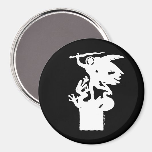 Saint Michael und Dragon (in Weiß) Magnet (Vorderseite/Rückseite)