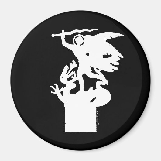Saint Michael und Dragon (in Weiß) Magnet (Vorne)