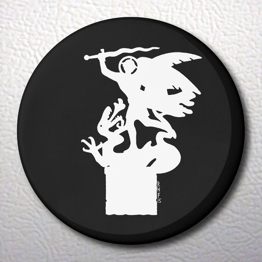 Saint Michael und Dragon (in Weiß) Magnet