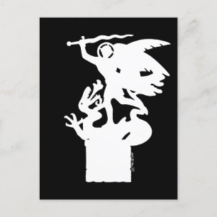 Saint Michael und Dragon (in Weiß) Postkarte