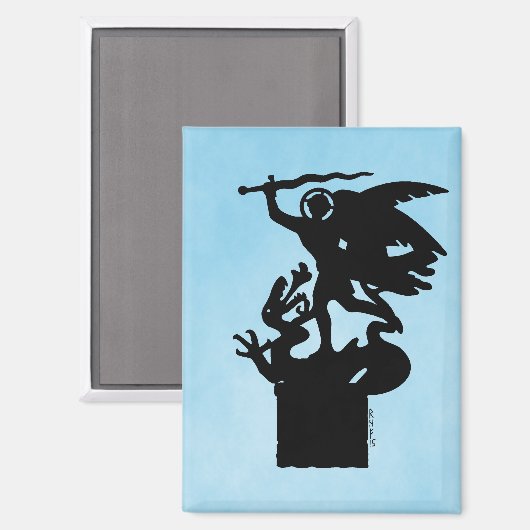 Saint Michael und Dragon Magnet (Vorderseite/Rückseite)