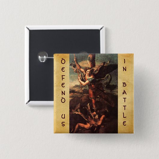 SAINT MICHAEL VANGUISHING SATAN BUTTON (Vorne & Hinten)