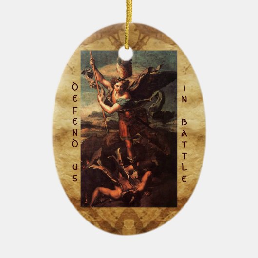 SAINT MICHAEL VANGUISHING SATAN Gebet Keramik Ornament (Vorne)