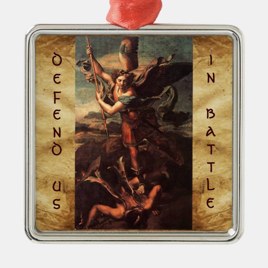 SAINT MICHAEL VANGUISHING SATAN Gebet Silbernes Ornament (Vorne)