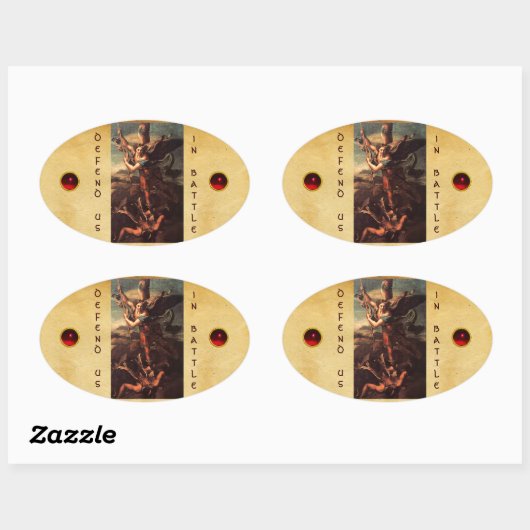 SAINT MICHAEL VANGUISHING SATAN OVALER AUFKLEBER (Blatt)