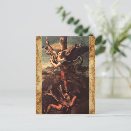 SAINT MICHAEL VANGUISHING SATAN POSTKARTE (Stehend Vorderseite)