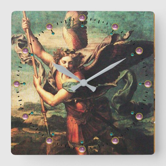 SAINT MICHAEL VANGUISHING SATAN QUADRATISCHE WANDUHR (Vorderseite)