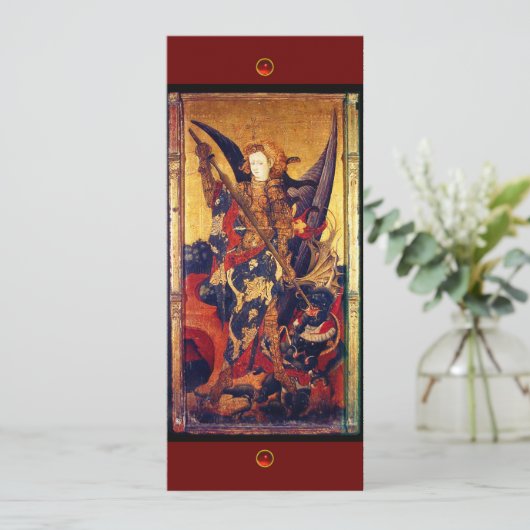 Saint Michael Vanguishing the Devil, Red ruby Einladung (Stehend Vorderseite)