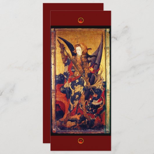 Saint Michael Vanguishing the Devil, Red ruby Einladung (Vorne/Hinten)