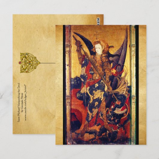 Saint Michael Vanquising the Devil Postkarte (Vorne/Hinten)