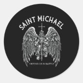 Saint Michael verteidigt uns im Kampf Runder Aufkleber (Vorderseite)