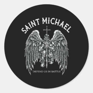 Saint Michael verteidigt uns im Kampf Runder Aufkleber