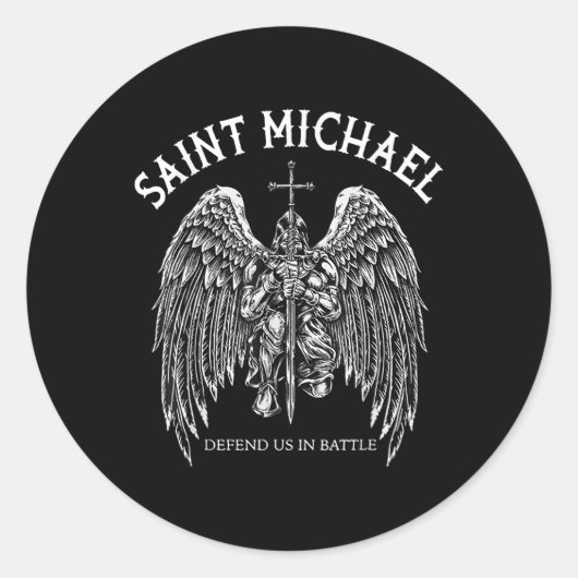 Saint Michael verteidigt uns im Kampf Runder Aufkleber (Vorderseite)