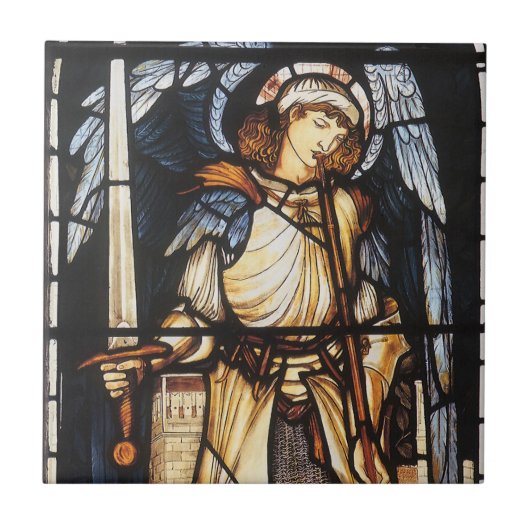 Saint Michael von Sir Edward Coley Burne-Jones Fliese (Vorderseite)