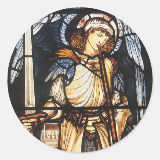 Saint Michael von Sir Edward Coley Burne-Jones Runder Aufkleber (Vorderseite)