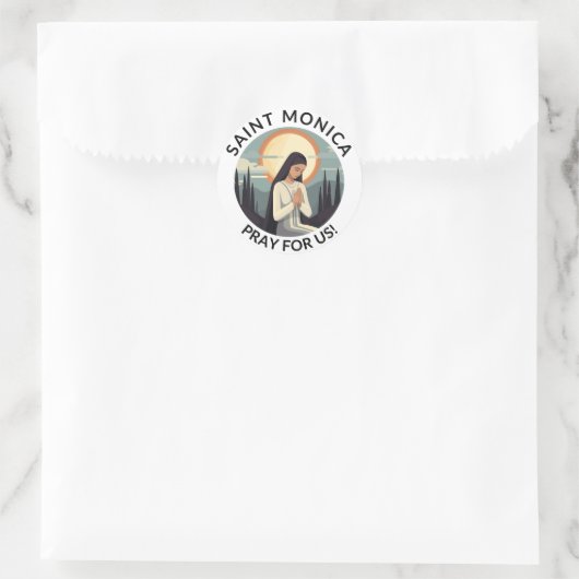 Saint Monica Round Sticker (Tasche)