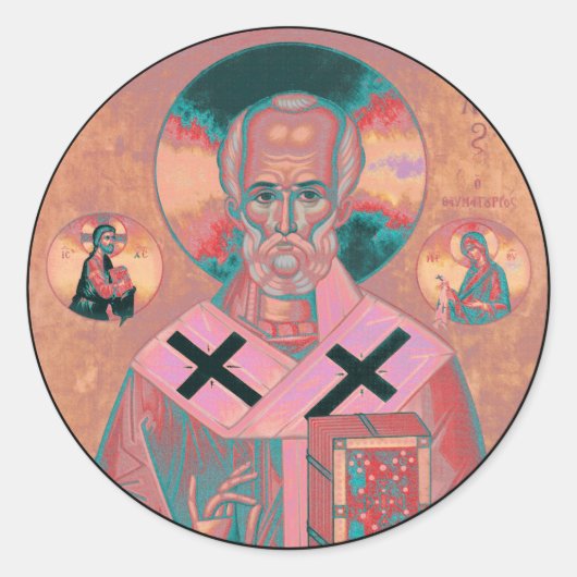 Saint Nicholas Icon Runder Aufkleber (Vorderseite)
