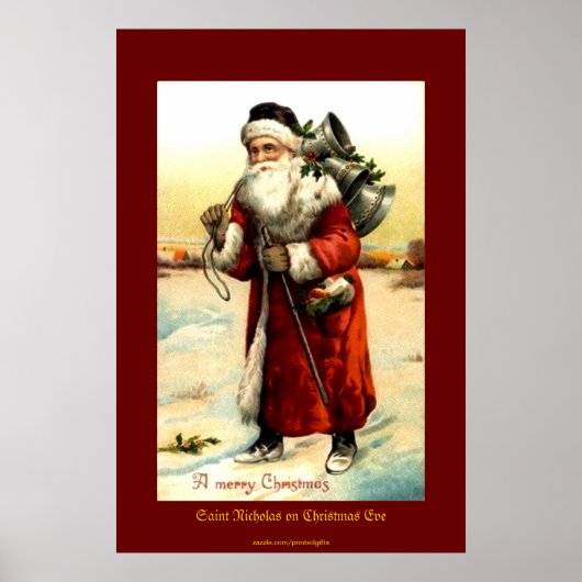 SAINT NICHOLAS on CHRISTMAS EVE Vintag Print Poster (Vorne)