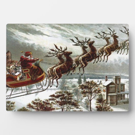 Saint Nick Vintage Victorian Santa Claus Reindeer Fotoplatte (Vorderseite)