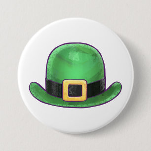 Saint Paddys Day Green Derby Hat Button