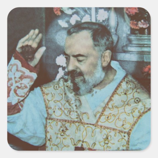 Saint Padre Pio Quadratischer Aufkleber (Vorderseite)