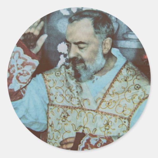 Saint Padre Pio Runder Aufkleber (Vorderseite)