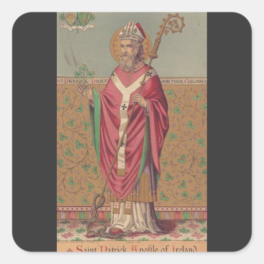 Saint Patrick Apostle von Irland Quadratischer Aufkleber (Vorderseite)