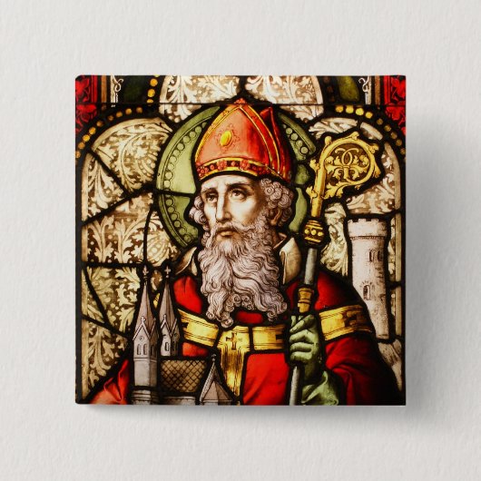 Saint Patrick Bild auf festem Glas Button (Vorderseite)