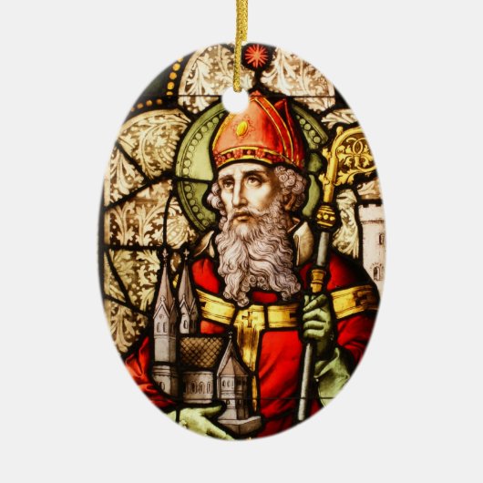 Saint Patrick Bild auf festem Glas Keramikornament (Vorne)