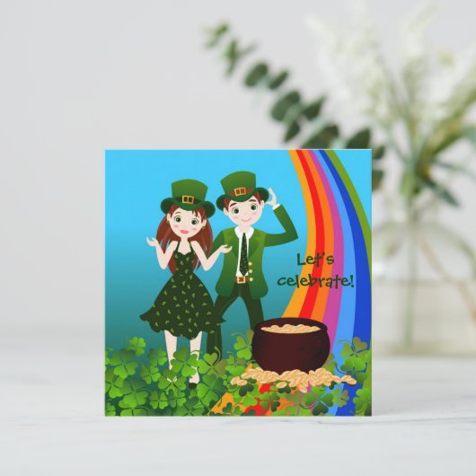 Saint Patrick Day Kids Party Einladung (Stehend Vorderseite)