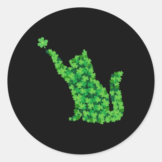 Saint Patrick Day Kleeblatt Cat Lucky St Patricks Runder Aufkleber (Vorderseite)