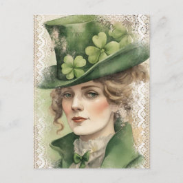 Saint Patrick Day Vintage Frau Postkarte