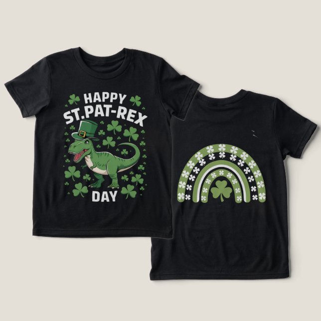 Saint Patrick Dinosaur Tri-Blend Shirt (Design Vorderseite & Rückseite)
