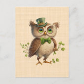 Saint Patrick - Eule mit grünem Hut Postkarte (Vorderseite)