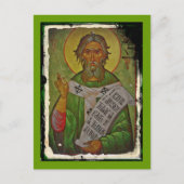 Saint Patrick Icon auf Green Postkarte (Vorderseite)