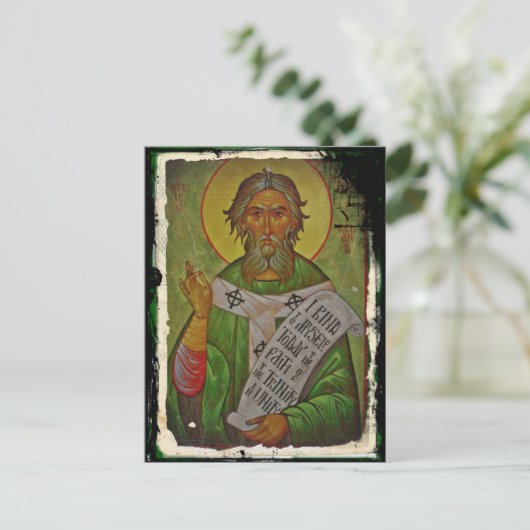 Saint Patrick Icon auf Green Postkarte (Stehend Vorderseite)