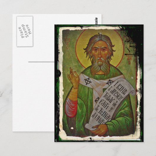 Saint Patrick Icon auf Green Postkarte (Vorne/Hinten)