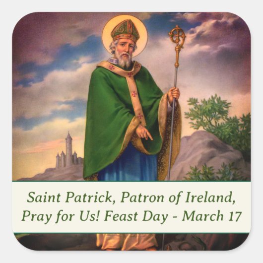 Saint Patrick Katholic Quadratischer Aufkleber (Vorderseite)