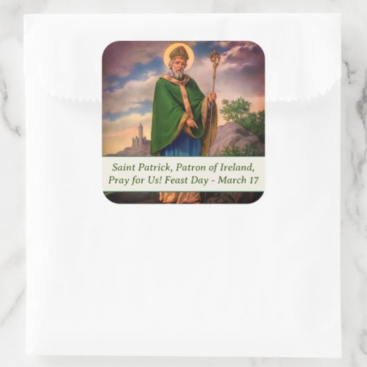 Saint Patrick Katholic Quadratischer Aufkleber (Tasche)