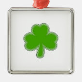 Saint-Patrick-Kleeblatt Zeichnend Silbernes Ornament (Vorne)