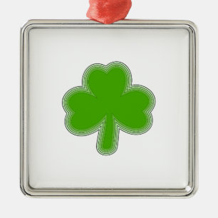 Saint-Patrick-Kleeblatt Zeichnend Silbernes Ornament