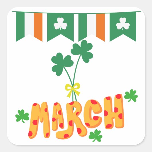 Saint Patrick März Quadratischer Aufkleber (Vorderseite)