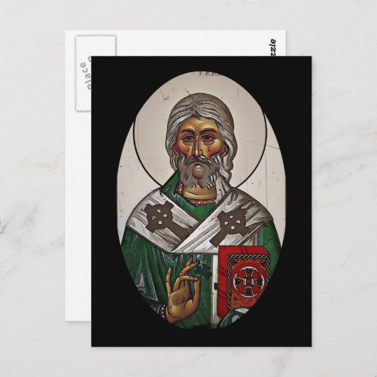 Saint Patrick mit Heiliger Schrift Postkarte (Vorne/Hinten)