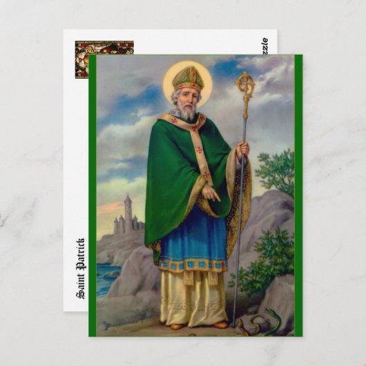 Saint Patrick Postkarte (Vorne/Hinten)