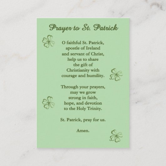 Saint Patrick Prayer Card – Catholic Devotional Platzkarte (Rückseite)