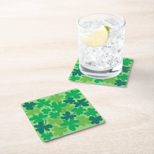 Saint Patrick’s Day Shamrock Clovers Paper Coaster Rechteckiger Pappuntersetzer (Vor Ort)